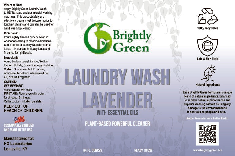 Laundry Liquid Detergent– Lavender 32 oz– Brightly Green