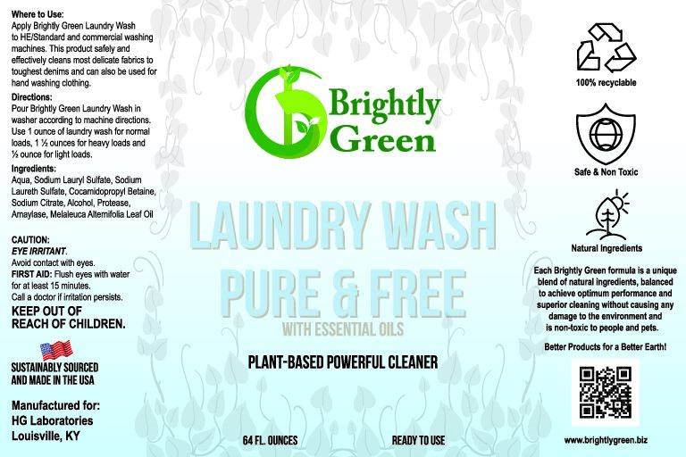 Laundry Liquid Detergent – Pure & Free  32 oz – Brightly Green