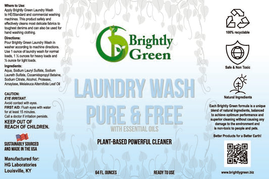 Laundry Liquid Detergent – Pure & Free  32 oz – Brightly Green